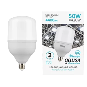 Лампа Gauss Elementary T140 50W 4400lm 4000K E27 LED 1/8