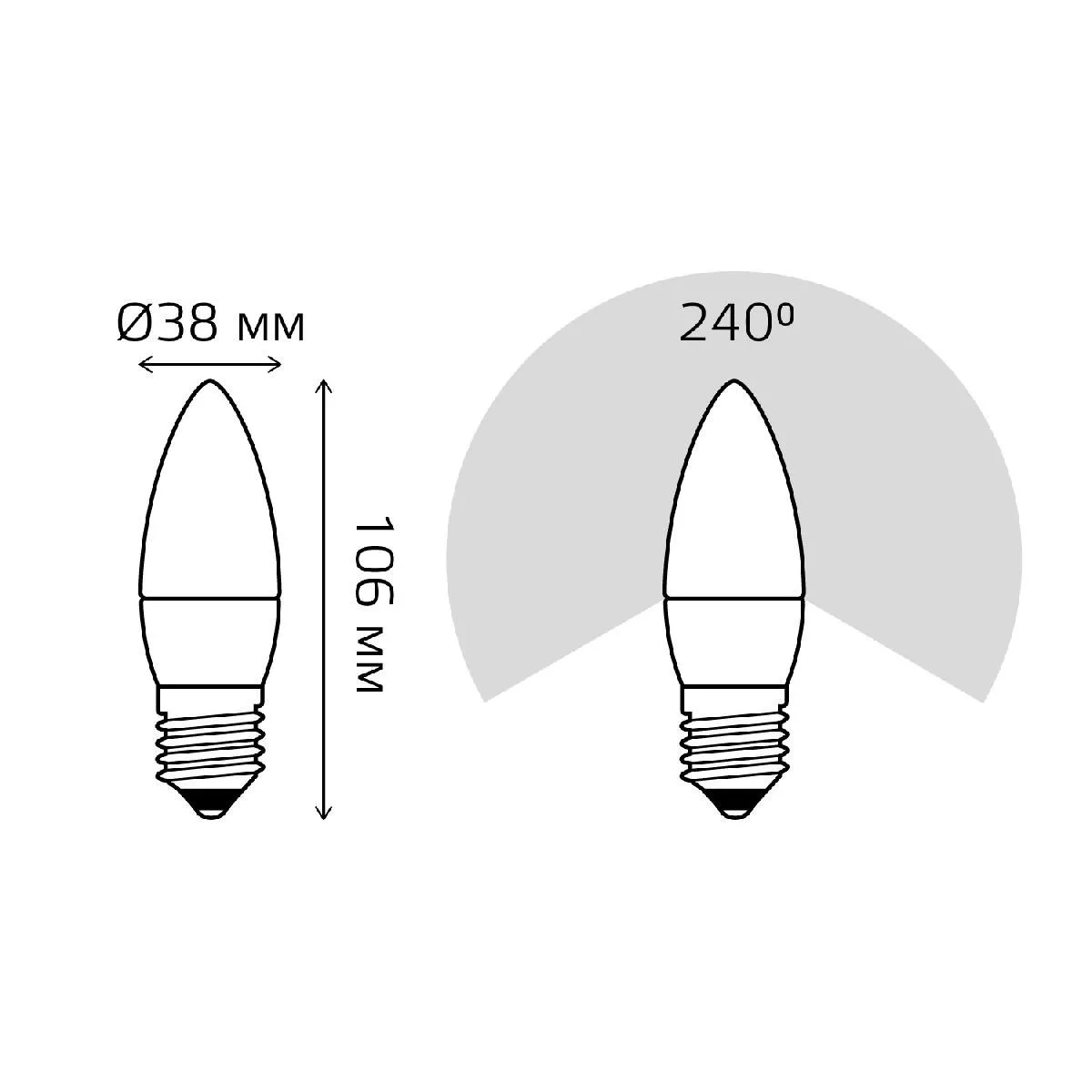 Упаковка 10 штук Лампа Gauss Elementary Свеча 10W 750lm 3000K E27 LED 1/10/100
