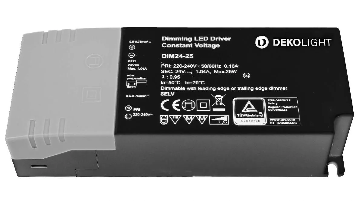 Блок питания светодиодов BASIC, DIM, CV, 24В 2,5-25Вт Deko-Light 862221