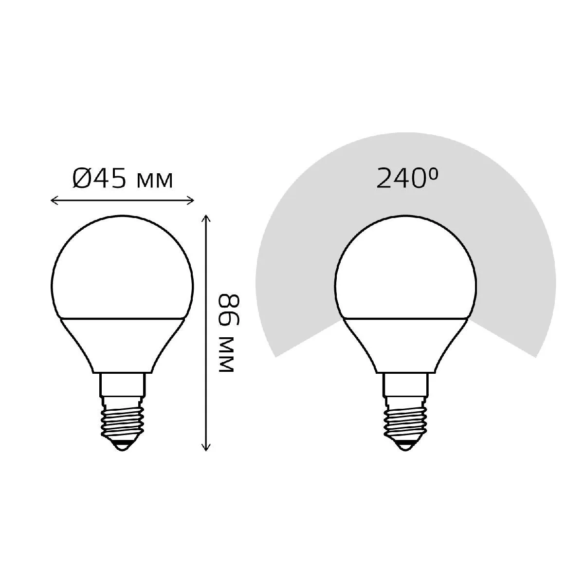 Упаковка 10 штук Лампа Gauss Шар 9.5W 890lm 3000K E14 LED 1/10/100