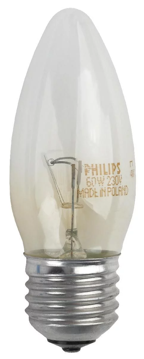 Лампочка Philips B35 60Вт Е27 / E27 230В свечка прозрачная