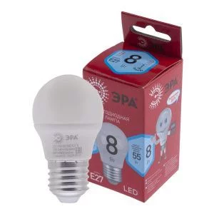 Лампочка светодиодная ЭРА RED LINE LED P45-8W-840-E27 R E27 / Е27 8Вт шар нейтральный белый свет