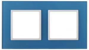 14-5102-28 ЭРА Рамка на 2 поста, стекло, Эра Elegance, голубой+бел (5/50/1200)