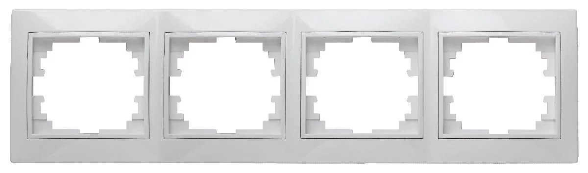 Рамка для розеток и выключателей Intro Plano 1-504-01 на 4 поста горизонтальная, СУ, белый