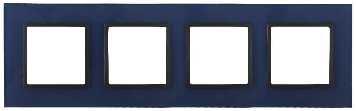 14-5104-29 ЭРА Рамка на 4 поста, стекло, Эра Elegance, синий+антр (5/25/900)