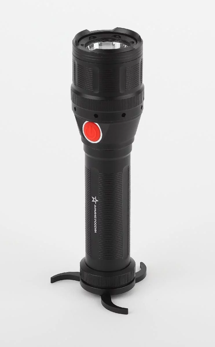 Светодиодный фонарь АРМИЯ РОССИИ MB-902 Буря ручной на батарейках с диммером регулируемый фокус встроенный светильник
