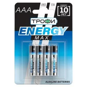 Батарейки Трофи LR03-4BL ENERGY MAX Alkaline (40/960/30720)