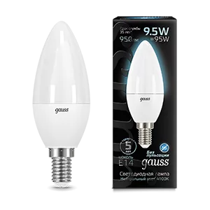 Лампа Gauss Свеча 9.5W 950lm 4100К E14 LED 1/10/100