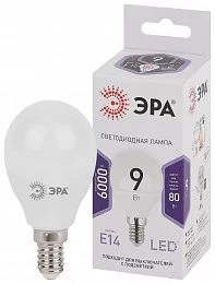 Лампочка светодиодная ЭРА STD LED P45-9W-860-E14 E14 / Е14 9Вт шар холодный дневной свет