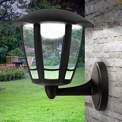 Садово-парковый светильник ЭРА ДБУ 07-8-005 Дели 1 черный 6 гранный настенный IP44 светодиодный 8Вт 6500K