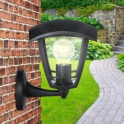 Садово-парковый светильник ЭРА НБУ 07-40-001 Дели черный 4 гранный настенный IP44 Е27 max40Вт