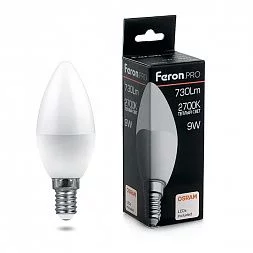 Лампа светодиодная Feron.PRO LB-1309 Свеча E14 9W 175-265V 2700K