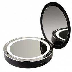 Складное косметическое зеркало с подсветкой и функцией Power Bank ML-D9PB-bk