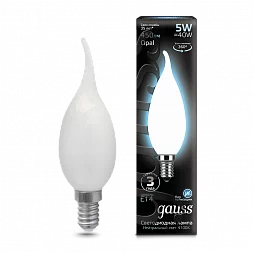 Лампа Gauss Filament Свеча на ветру 5W 450lm 4100К Е14 milky LED 1/10/50