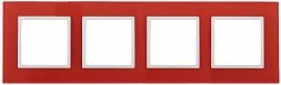 14-5104-23 ЭРА Рамка на 4 поста, стекло, Эра Elegance, красный+бел (5/25/900)