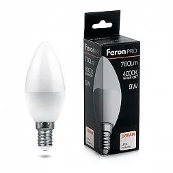 Лампа светодиодная Feron.PRO LB-1309 Свеча E14 9W 175-265V 4000K