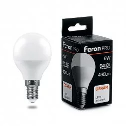 Лампа светодиодная Feron.PRO LB-1406 Шарик E14 6W 175-265V 6400K