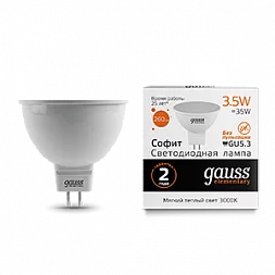 Лампа Gauss Elementary MR16 3.5W 290lm 3000K GU5.3 LED 1/10/100