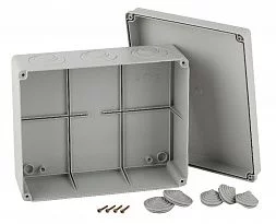 Распаячная коробка ЭРА KORv-240-195-90 открытой установки серая 240х195х90мм на винтах гермовводы d25-3шт, d32-2шт, IP55