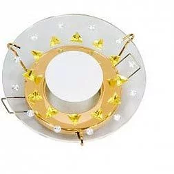 Светильник потолочный, JCDR G5.3 стекло с желтыми кристаллами, золото, c лампой, DL4159