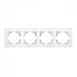 Рамка 4-местная, стекло, STEKKER, GFR00-7004-01, серия Катрин, белый