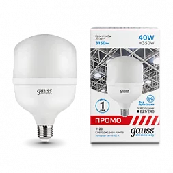 Лампа Gauss Elementary T120 40W 3150lm 6500K E27/E40 Promo LED 1/8