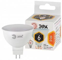 Лампочка светодиодная ЭРА STD LED MR16-6W-827-GU5.3 GU5.3 6Вт софит теплый белый свет (размер кор.)