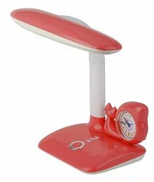 Настольный светильник ЭРА NLED-437-7W-R светодиодный с часами красный