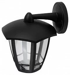 Садово-парковый светильник ЭРА ДБУ 07-8-006 Дели 3 черный 6 гранный настенный IP44 светодиодный 8Вт 6500K