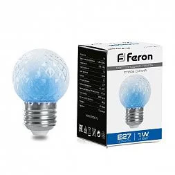 Лампа-строб Feron LB-377 Шарик прозрачный E27 1W 230V синий