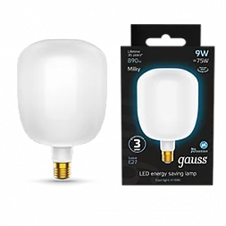 Лампа Gauss Filament V140 9W 890lm 4100К Е27 milky LED 1/6