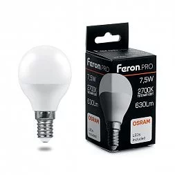 Лампа светодиодная Feron.PRO LB-1407 Шарик E14 7.5W 175-265V 2700K