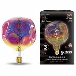 Лампа Gauss Filament G150 5W 250lm 1800К Е27 rainbow LED 1/6