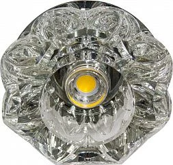 Светильник встраиваемый светодиодный Feron JD90 потолочный 10W 3000K прозрачный хром