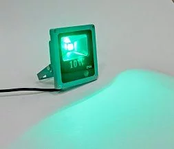 Прожектор квадратный, 1LED/10W-зеленый 230V  серый (IP66), LL-271