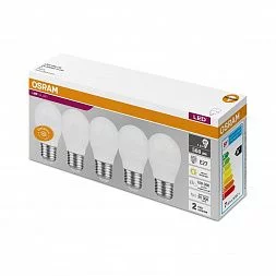 Лампочки светодиодные Osram Led Value Classic P60 7Вт 3000К Е27 / E27 шар матовый теплый белый свет набор 5 штук