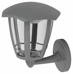 Садово-парковый светильник ЭРА ДБУ 07-8-005 Дели 1 серый 6 гранный настенный IP44 светодиодный 8Вт 6500K