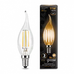 Упаковка 10 штук Лампа Gauss Filament Свеча на ветру 11W 810lm 2700К Е14 LED 1/10/50