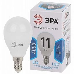 Лампочка светодиодная ЭРА STD LED P45-11W-840-E14 E14 / Е14 11Вт шар нейтральный белый свет