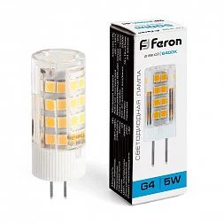 Лампа светодиодная Feron LB-432 G4 5W 175-265V 6400K