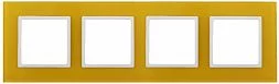 14-5104-21 ЭРА Рамка на 4 поста, стекло, Эра Elegance, жёлтый+бел (5/25/900)