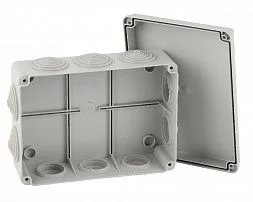 Распаячная коробка ЭРА KORv-150-110-70-10g открытой установки серая 150х110х70мм на винтах 10 гермовводов IP55