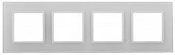 Рамка для розеток и выключателей ЭРА Elegance 14-5104-01 на 4 поста, стекло, Эра Elegance, белый+белый