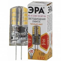 Лампочка светодиодная ЭРА STD LED JC-2,5W-12V-827-G4 G4 2,5Вт капсула теплый белый свет